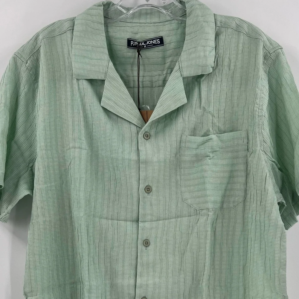 PJ PAUL JONES Mens Button Down Shirt Casual Short Sleeve Shirts medium